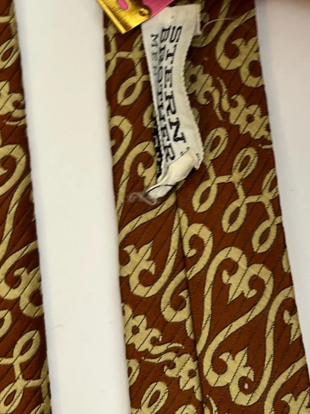 VTG Stern Brothers Tiffany Collection geometric pattern brown and yellow tie